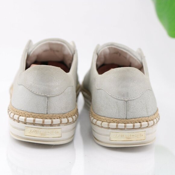 JSlides Womens Kayla Slip On Shoe Size 9 Slver Metallic Leather Sneaker Casual - Picture 6 of 12